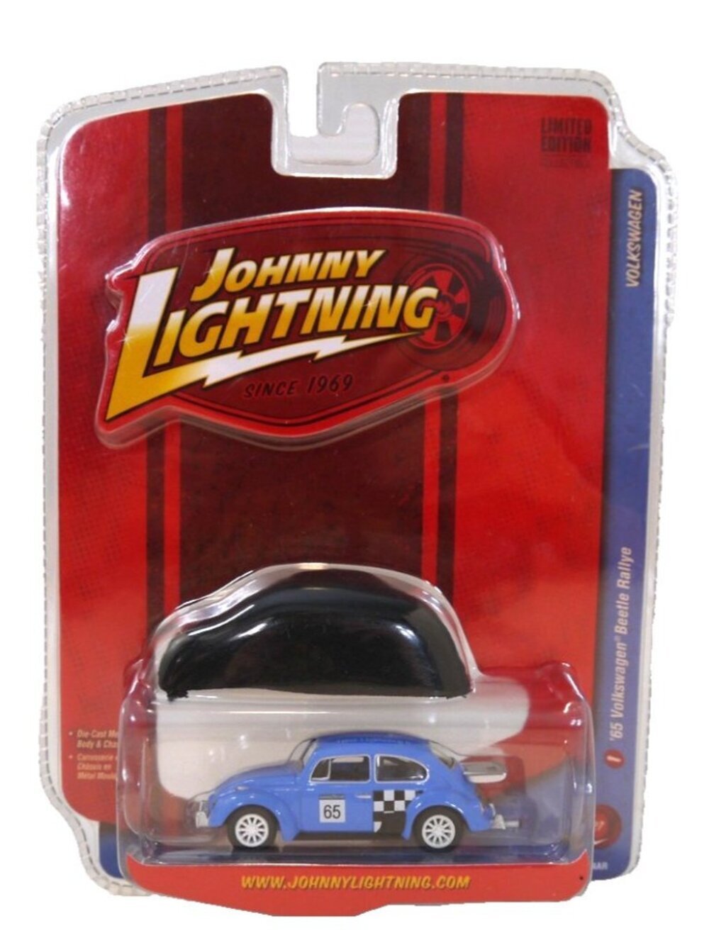 Johnny Lightning R7 blue 1965 Volkswagen Beetle Rallye diecast car 1:64 New 2008